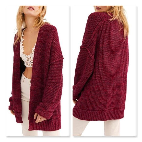 Free People High Hopes Cardigan in Plum Blossom - Picture 1 of 10